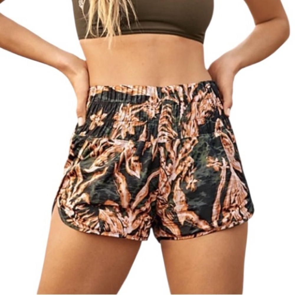 Free People The Way Home floral printed Shorts Earth tones Liner Running Size XS